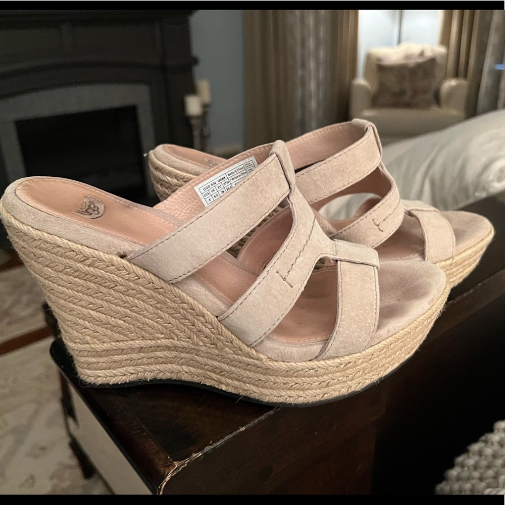 Uggs wedge suede sandals size 8